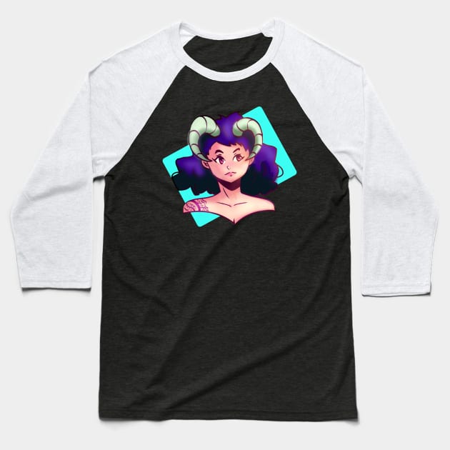 Anime style girl with horns Baseball T-Shirt by Pdr30